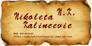 Nikoleta Kalinčević vizit kartica
